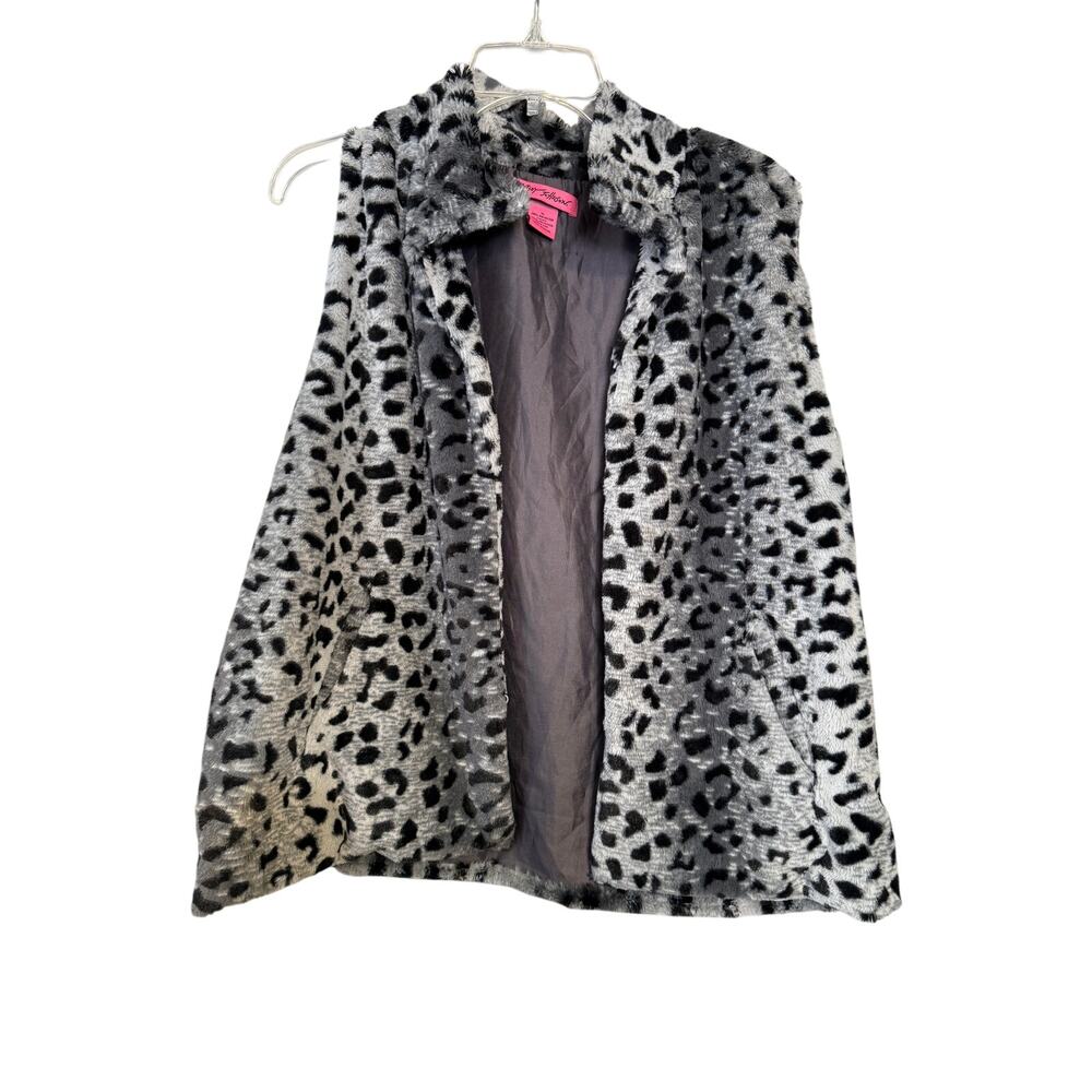 Betsy Johnson Faux Fur Sleeveless‎ Vest in Grey/Black Size XL